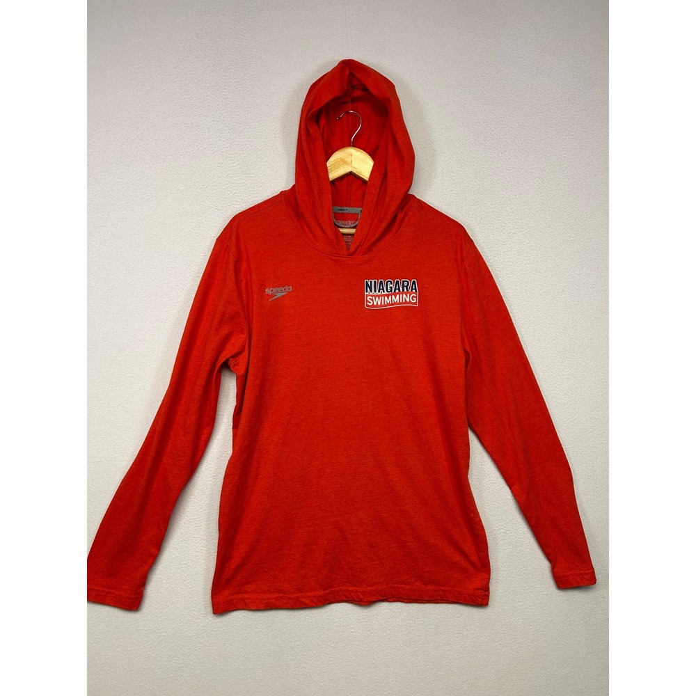 Athletic Sporty Speedo Mens L Red Niagara Swimming Long Sleeve Hoodie